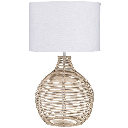 Rattan Weave Base Lamp With Drum Shade 50cm