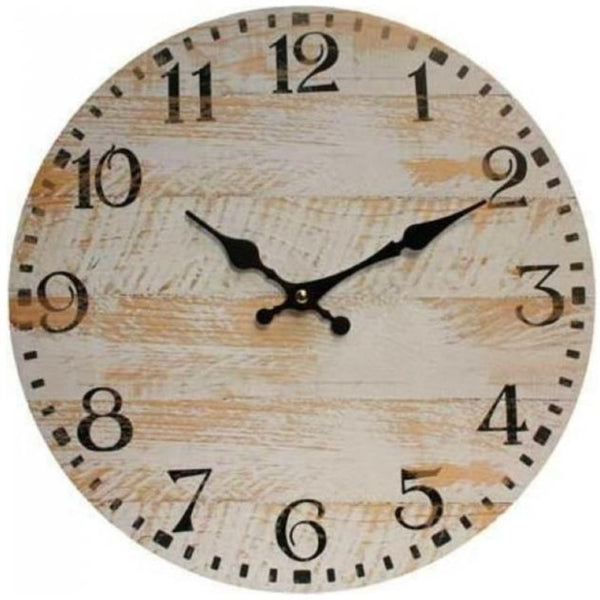 Whitewashed Boards Print Clock