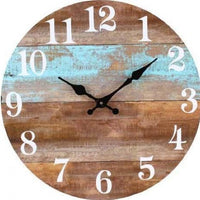 Brownwashed Boards Print Clock 34cm