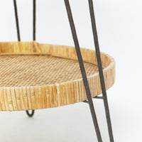 Cane Weave & Iron 2 Tier Sidetable