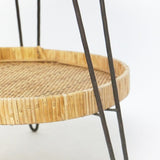 Cane Weave & Iron 2 Tier Sidetable