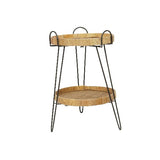 Cane Weave & Iron 2 Tier Sidetable