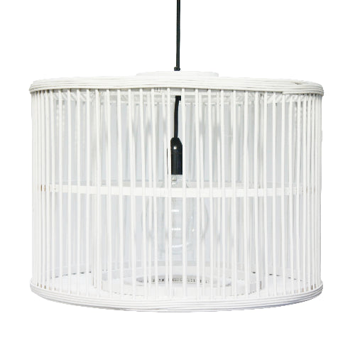 Light Shade 51cm White Bamboo Cylinder