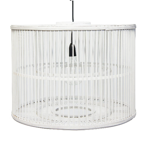 Light Shade 60cm White Bamboo Cylinder