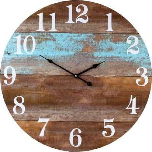 Brownwashed Boards Print Clock 58cm