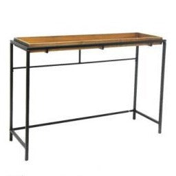 Fir Wood & Iron Frame Tray Top Console Table