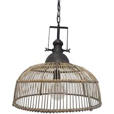 Pendant Light Greywash Bamboo 45cm