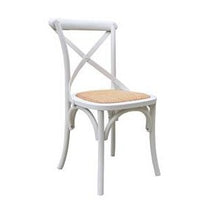 Cross Back Dining Chair Rattan Seat White