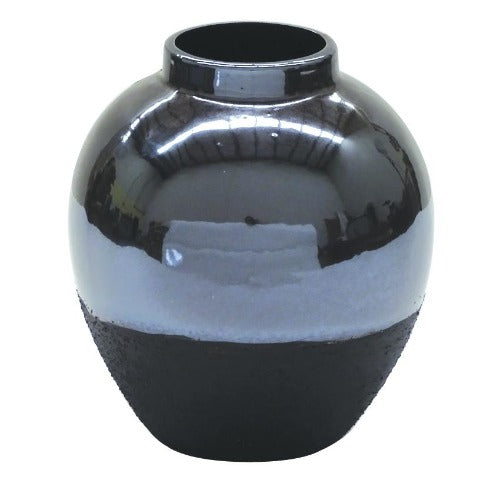 Vase 20cm Black Brown Glaze