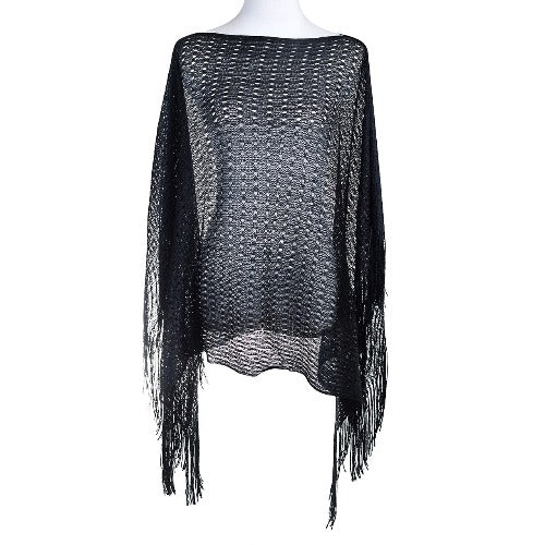 Poncho Light Weight Open Weave Black