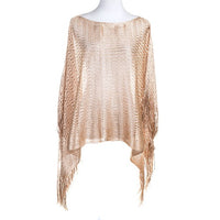 Poncho Light Weight Open Weave Gold