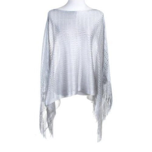 Poncho Light Weight Open Weave Grey