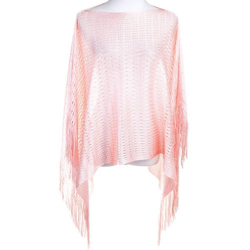 Poncho Light Weight Open Weave Pink