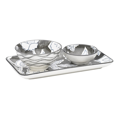 Serving Set 3 Piece Grey Tapestry