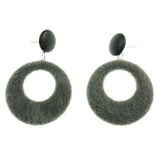 Furry Loop Design Earrings Grey