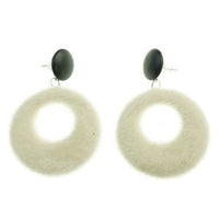 Furry Loop Design Earrings White