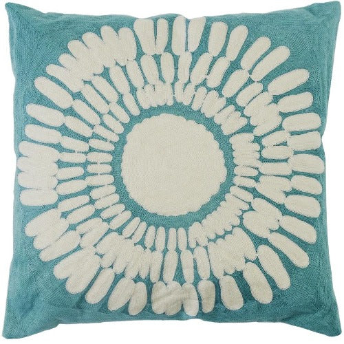 Cushion 45x45cm Embroidered Aqua