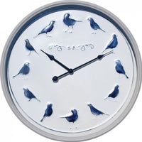 Clock 48cm Blue Birds On Grey