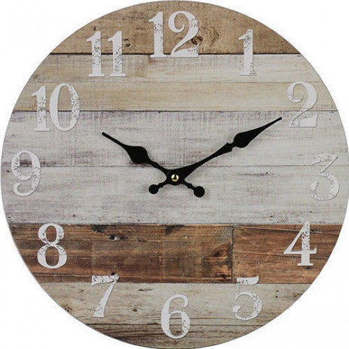 Weathered Boards Print Clock 34cm