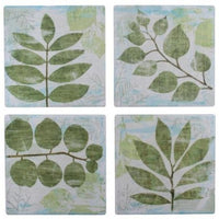 Set Of 4 Green Leaves Coasters