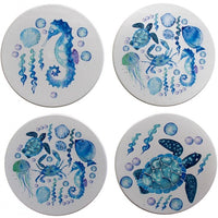 Set Of 4 Sealife Print Coasters