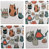 Set Of 4 Quirky Cats Coasters