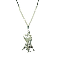 Silvery Heart Tassel Necklace