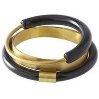 Black Resin & Brass Bracelet Set