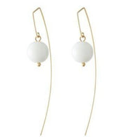 Brass & Resin Ball Earrings White