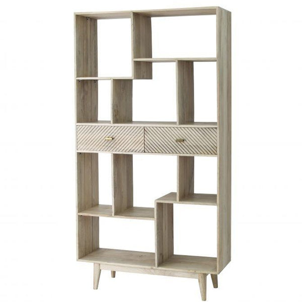 2 Drawer Mango Wood Tall Bookcase