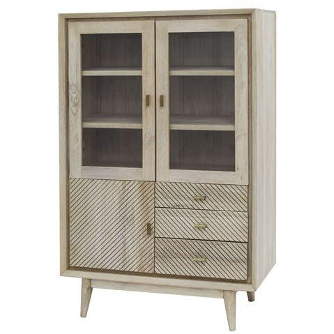 3 Door 3 Drawer Mango Wood Display Cabinet