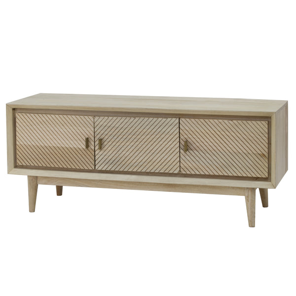 3 Door Mango Wood TV Unit