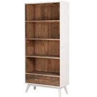 White Rustic 1 Drawer Tall Bookcase