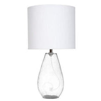 Teardrop Glass Base Lamp With Drum Shade 40cm