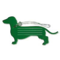 Bag Tag Sausage Dog Design Green