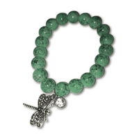 Bracelet Faux Jade With Dragonfly Charm