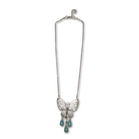 Necklace 25x7cm Faux Turquoise Butterfly