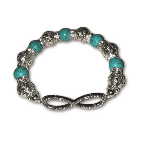 Bracelet 17cm Faux Turquoise Infinity