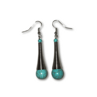 Earrings 6x1cm Faux Turquoise 2 Bead