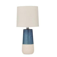 Blue Natural Ceramic Base Lamp With Drum Shade 49cm